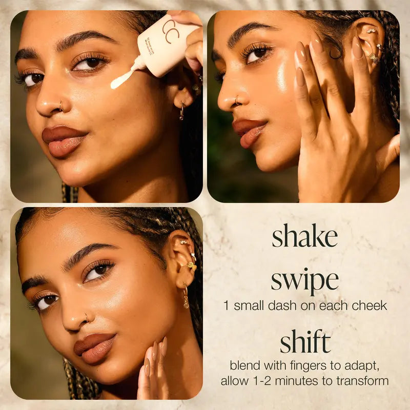 CC Tinted Serum & SPF30 Powder Duo | Lightweight Color Correcting Foundation Makeup Set
