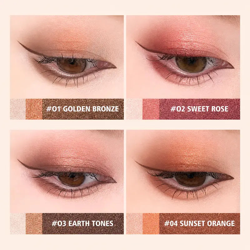 4-piece-3-Color Gradient Eyeshadow Stick Set – Creamy, Shimmer & Blendable