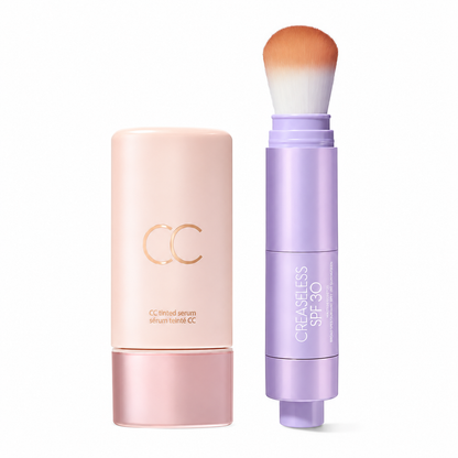 CC Tinted Serum & SPF30 Powder Duo | Lightweight Color Correcting Foundation Makeup Set