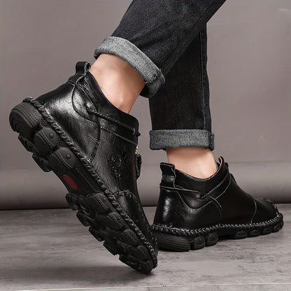 Mens Hand Stitching Non-Slip Soft Sole Genuine Leather Ankle Chukka Boots